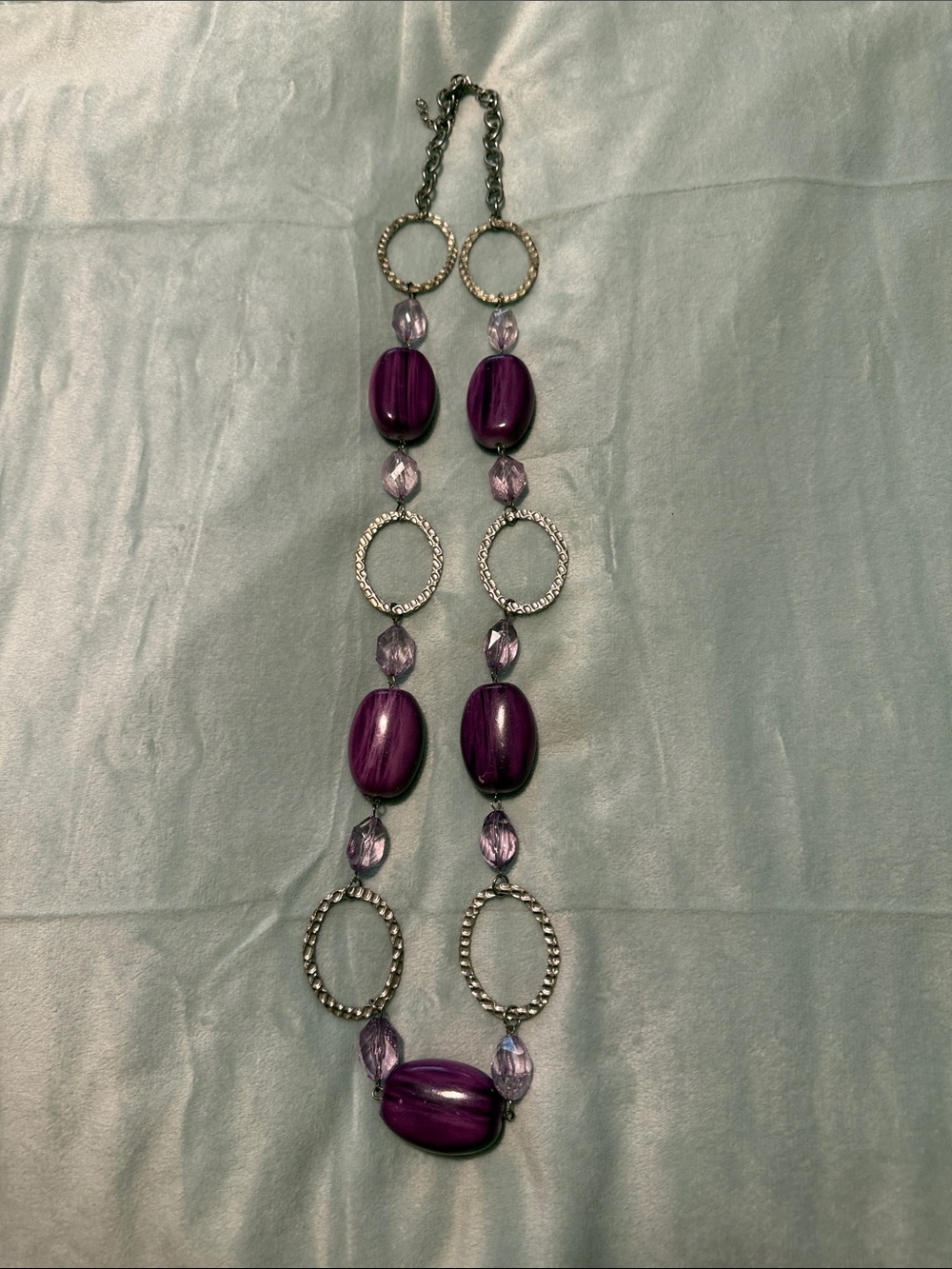 Purple Beaded Statement Necklace - Women Jewelry